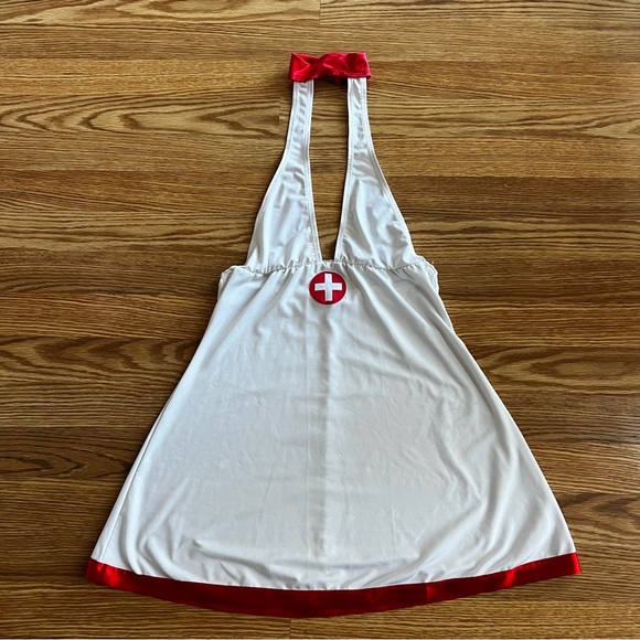 Dreamgirl White with Red Stripe Lingerie Adult Nurse Costume Cosplay Dress O/S - Picture 1 of 11